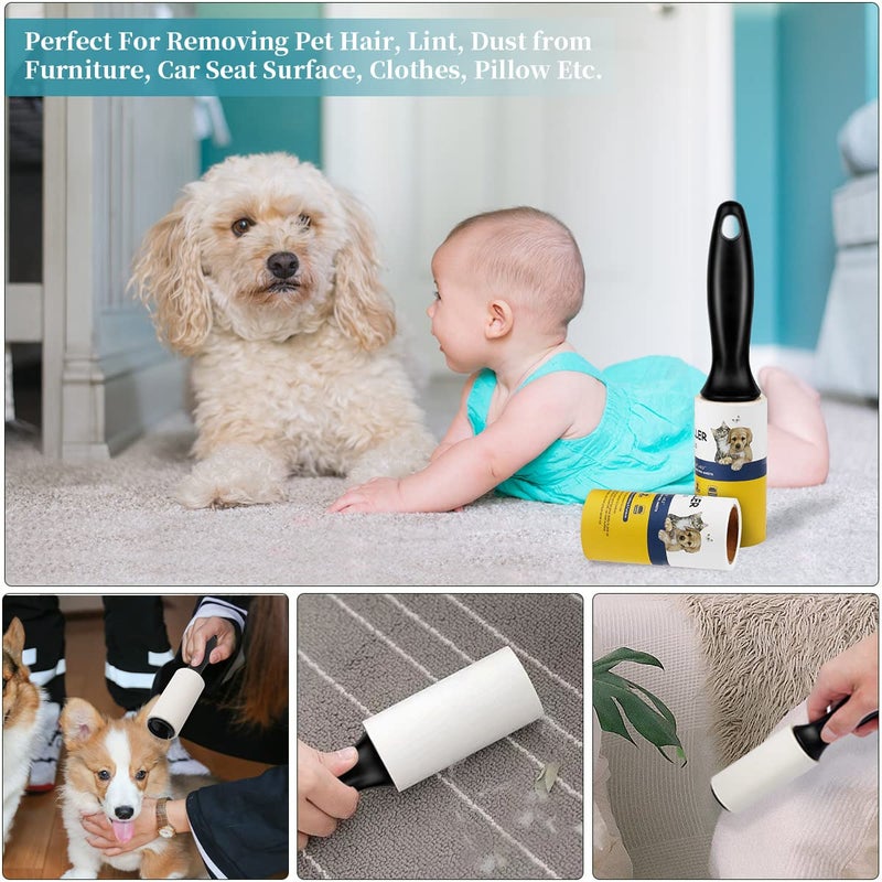 WulaWindy Lint Roller Pet Hair Remover - Extra Sticky Lint Remover Rollers for Clothes Sofa Carpet Pet Hair Dirt Removal - 8 Pack Refills - Image 3